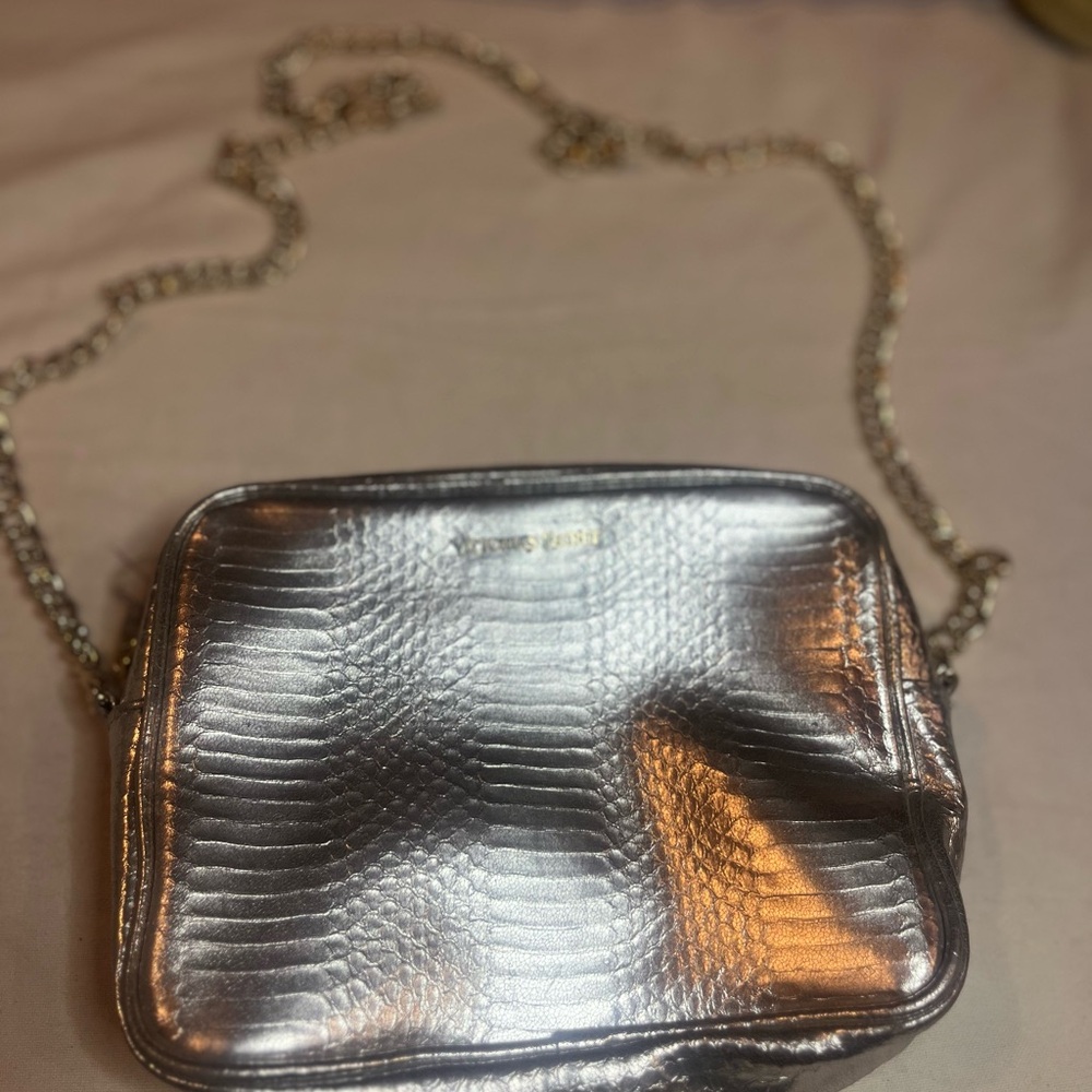 Victoria's Secret Shiny Silver Crossbody Bag